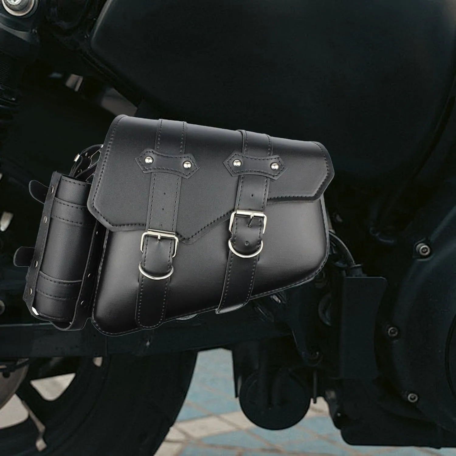 Motorcycle Side Bag Cup Holder Quick Detachable Bag Saddlebag Travel Bike Small Tools Daily Use, Right Mount