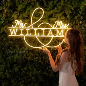Mr and Mrs Neon Sign for Wedding Decoration, Custom Mr & Mrs Wedding Signs Personalized Family Name Sign (20"-48" customizable)