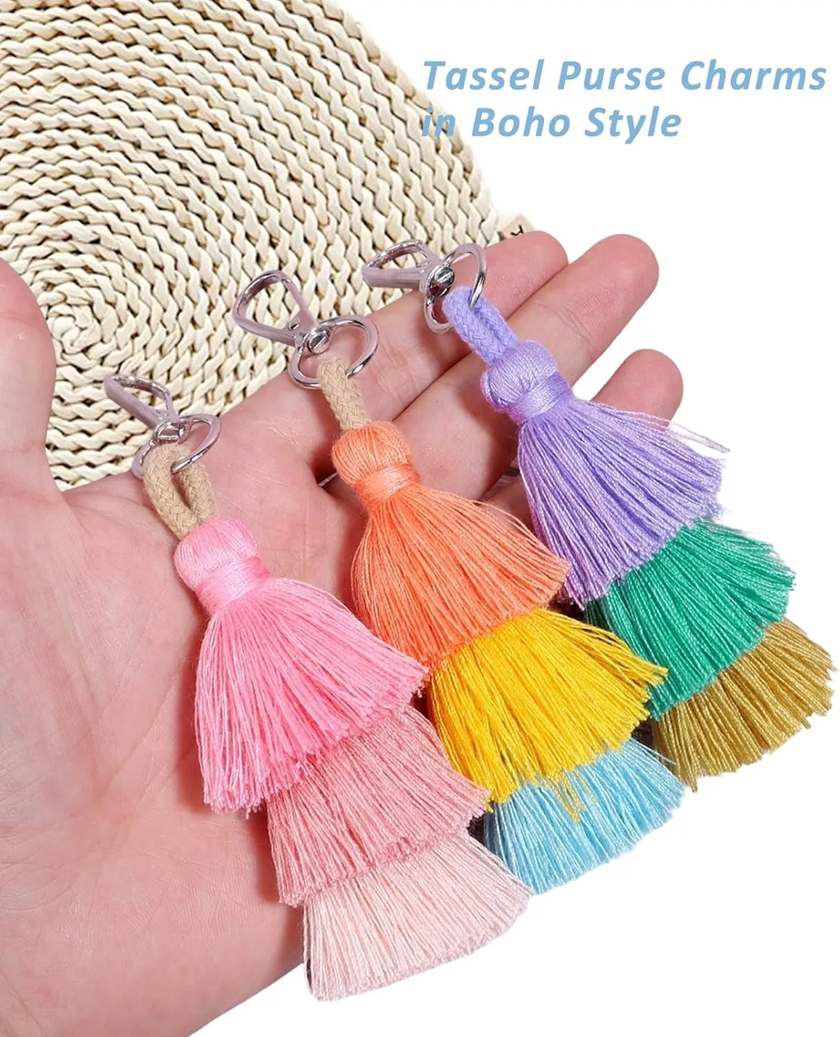 MSCFTFB 10pcs Tassel Keychain,Car Keychain,Cute Keychains for Women Purse Accessories Bag Charm Gift for Her (Multi)