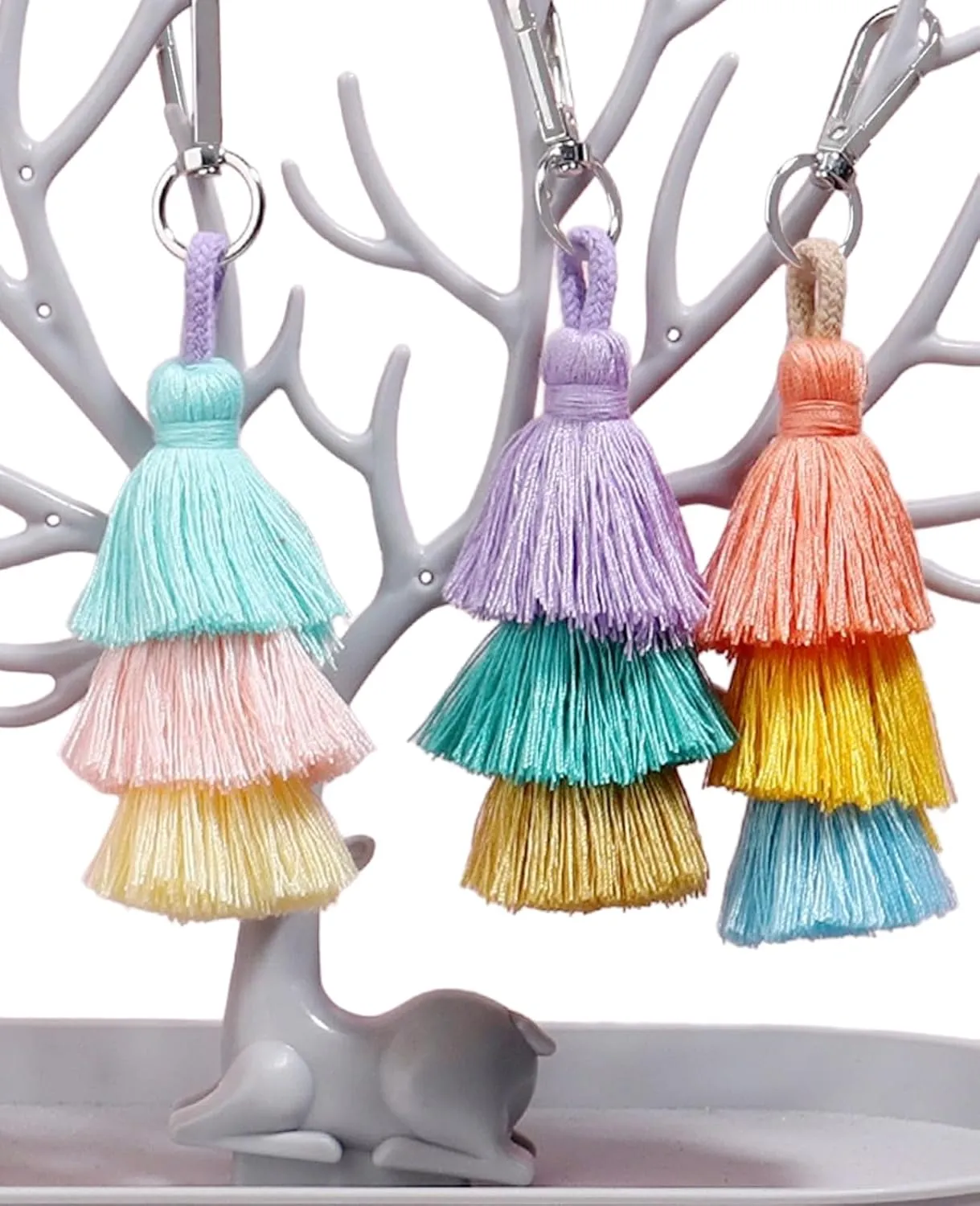 MSCFTFB 10pcs Tassel Keychain,Car Keychain,Cute Keychains for Women Purse Accessories Bag Charm Gift for Her (Multi)