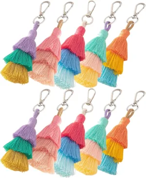 MSCFTFB 10pcs Tassel Keychain,Car Keychain,Cute Keychains for Women Purse Accessories Bag Charm Gift for Her (Multi)