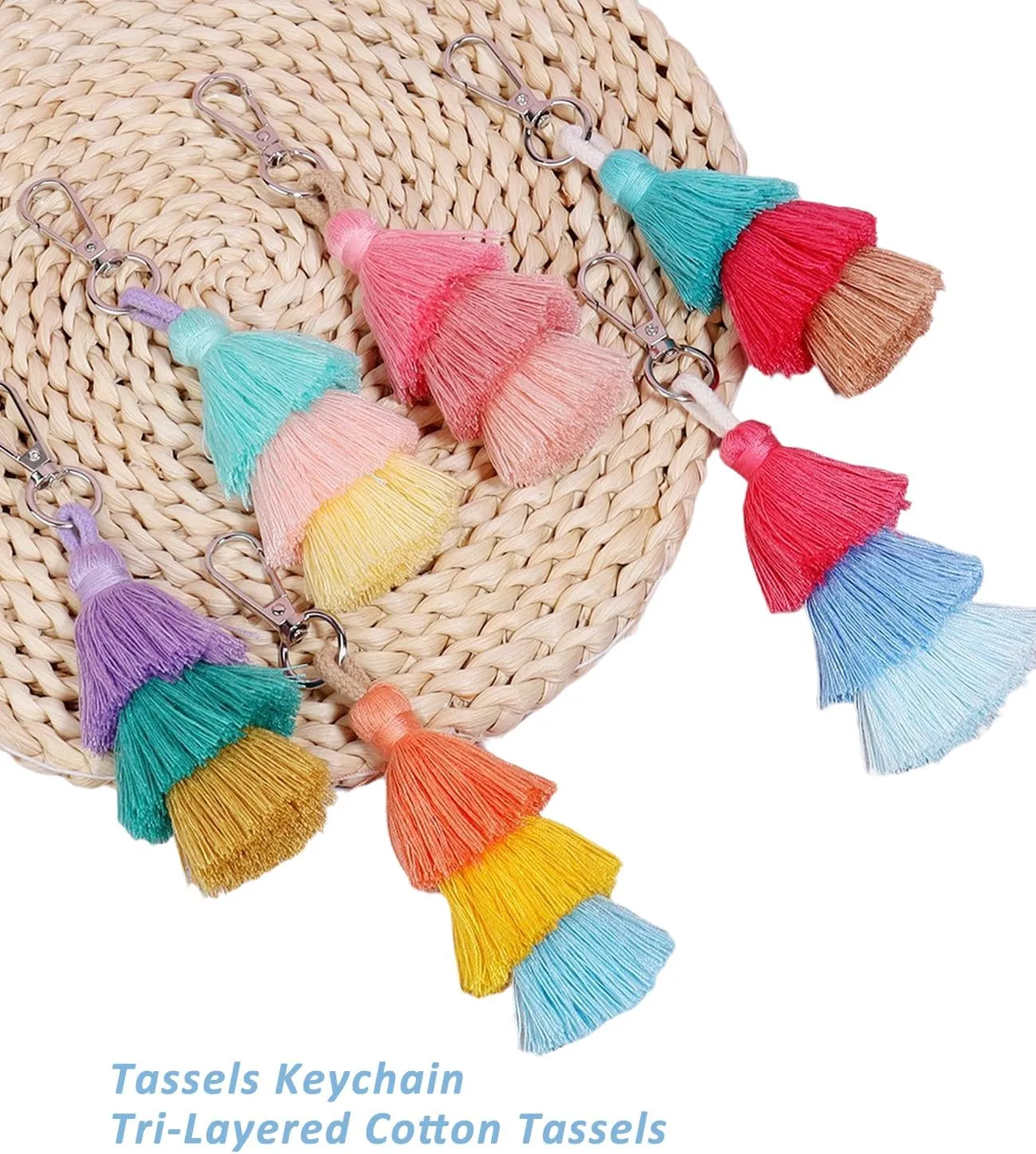 MSCFTFB 10pcs Tassel Keychain,Car Keychain,Cute Keychains for Women Purse Accessories Bag Charm Gift for Her (Multi)