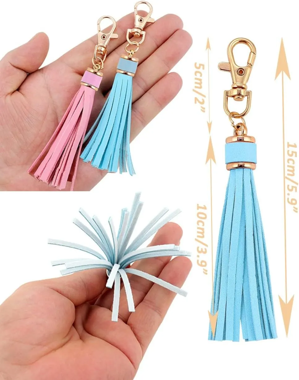 MSCFTFB 10pcs Tassel Purse Charm,Leather Keychain,Key Chain for Car Keyring Purse Accessory Bag Charm Gift for Mom(White)