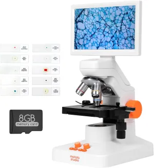 MT3-4 Digital Microscope for Kids Adults, 1200X USB Microscope with 7-inch Screen, Professional Microscopio with 5MP CMOS and 3D Stage Compatible with Windows/Mac/Pad/Phone