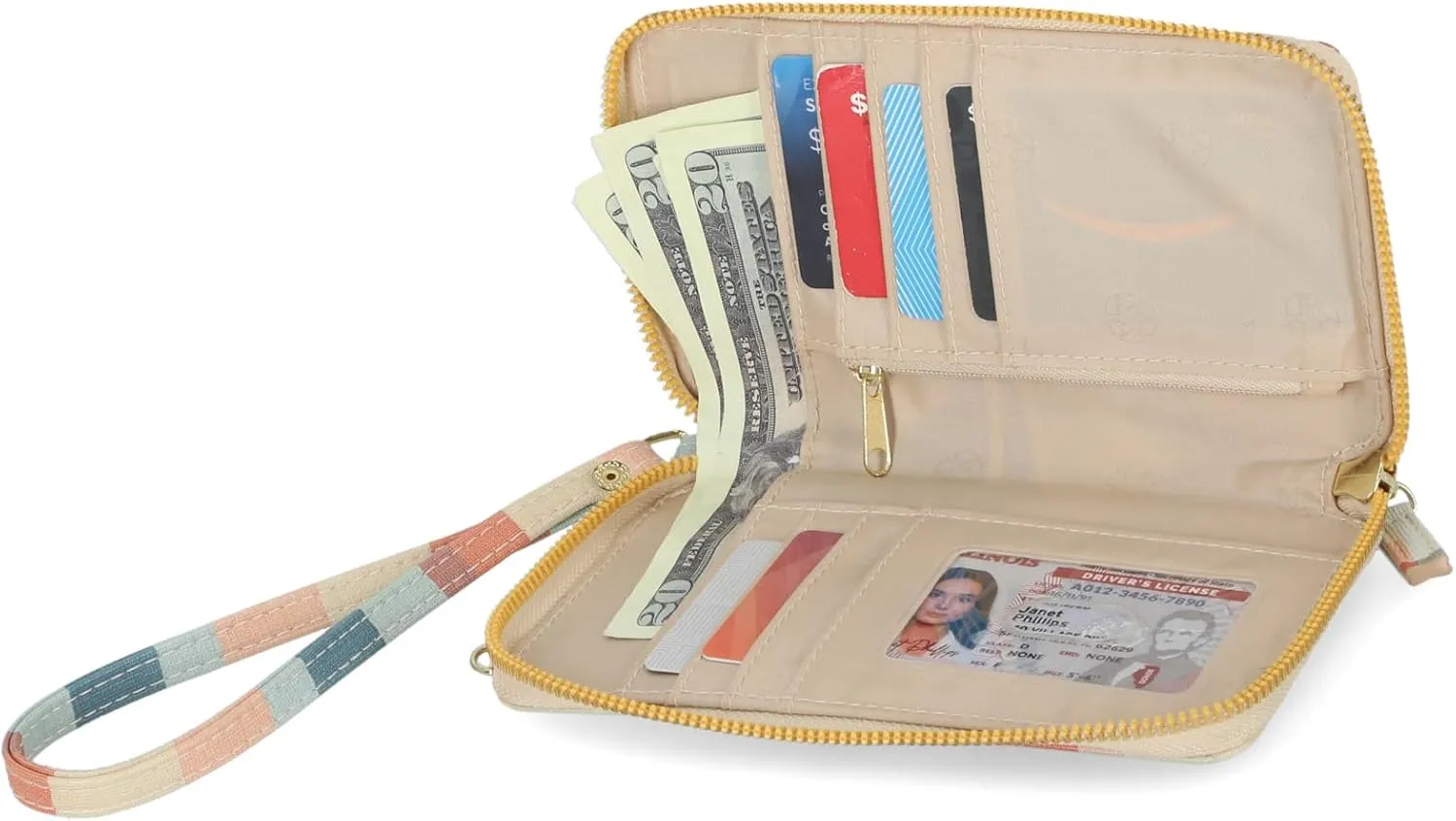 Mundi Jacqui RFID Blocking Crossbody Wallet Bag for Women, Compact Travel Size Cell Phone Holder Purse Vegan Leather, Abstract Field