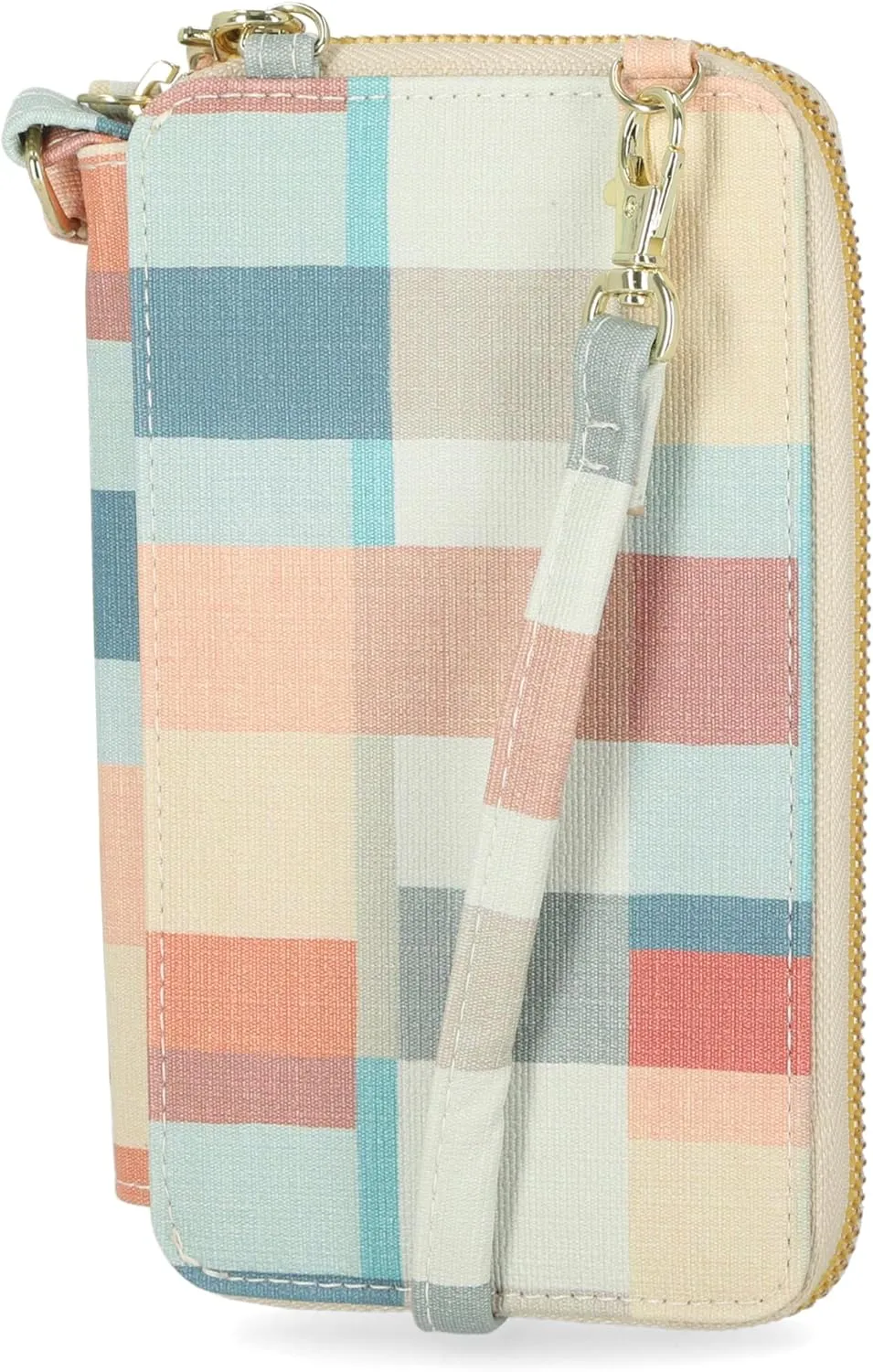 Mundi Jacqui RFID Blocking Crossbody Wallet Bag for Women, Compact Travel Size Cell Phone Holder Purse Vegan Leather, Abstract Field