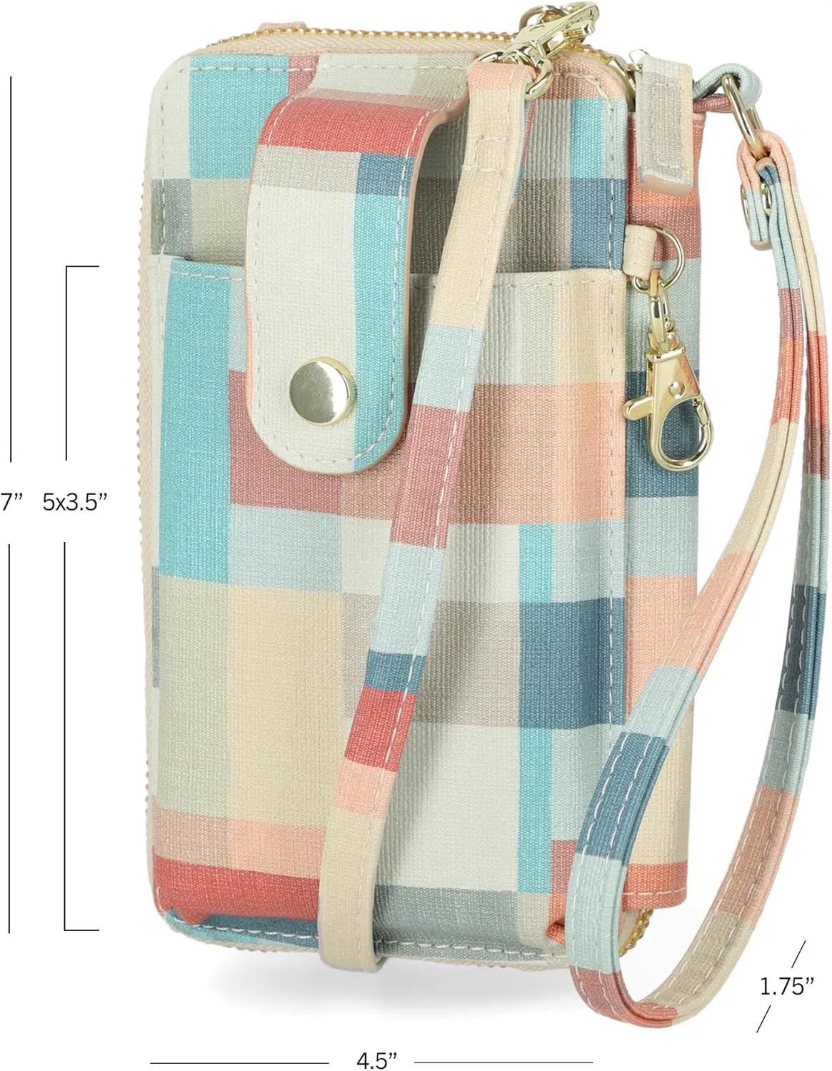 Mundi Jacqui RFID Blocking Crossbody Wallet Bag for Women, Compact Travel Size Cell Phone Holder Purse Vegan Leather, Abstract Field