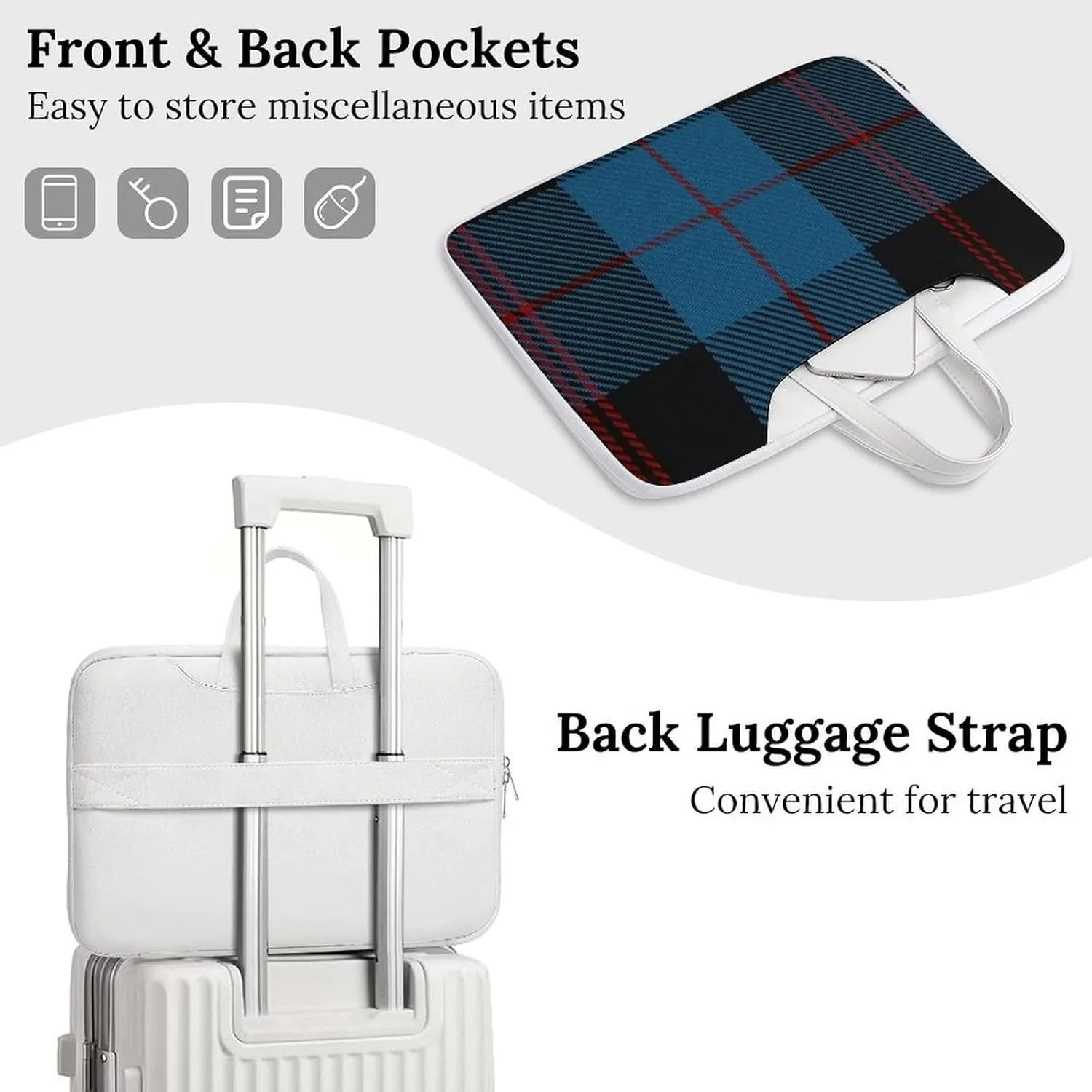 Murray Tartan Handheld Single Shoulder Crossbody Laptop Bag Unisex