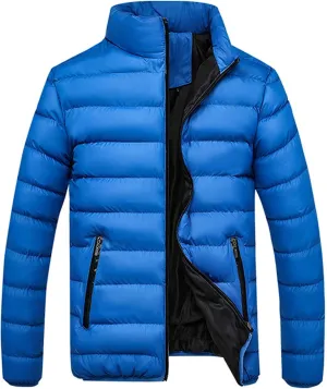 Muscularfit Men's Winter Puffer Jacket Full Zip Quilted Warm Thicken Down Coats Lightweight Windproof Stand Collar Jackets