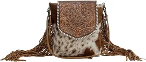 Myra Bag Western Leather Shoulder Bag for Women - Upcycled Canvas Hand-Tooled Bag Squander