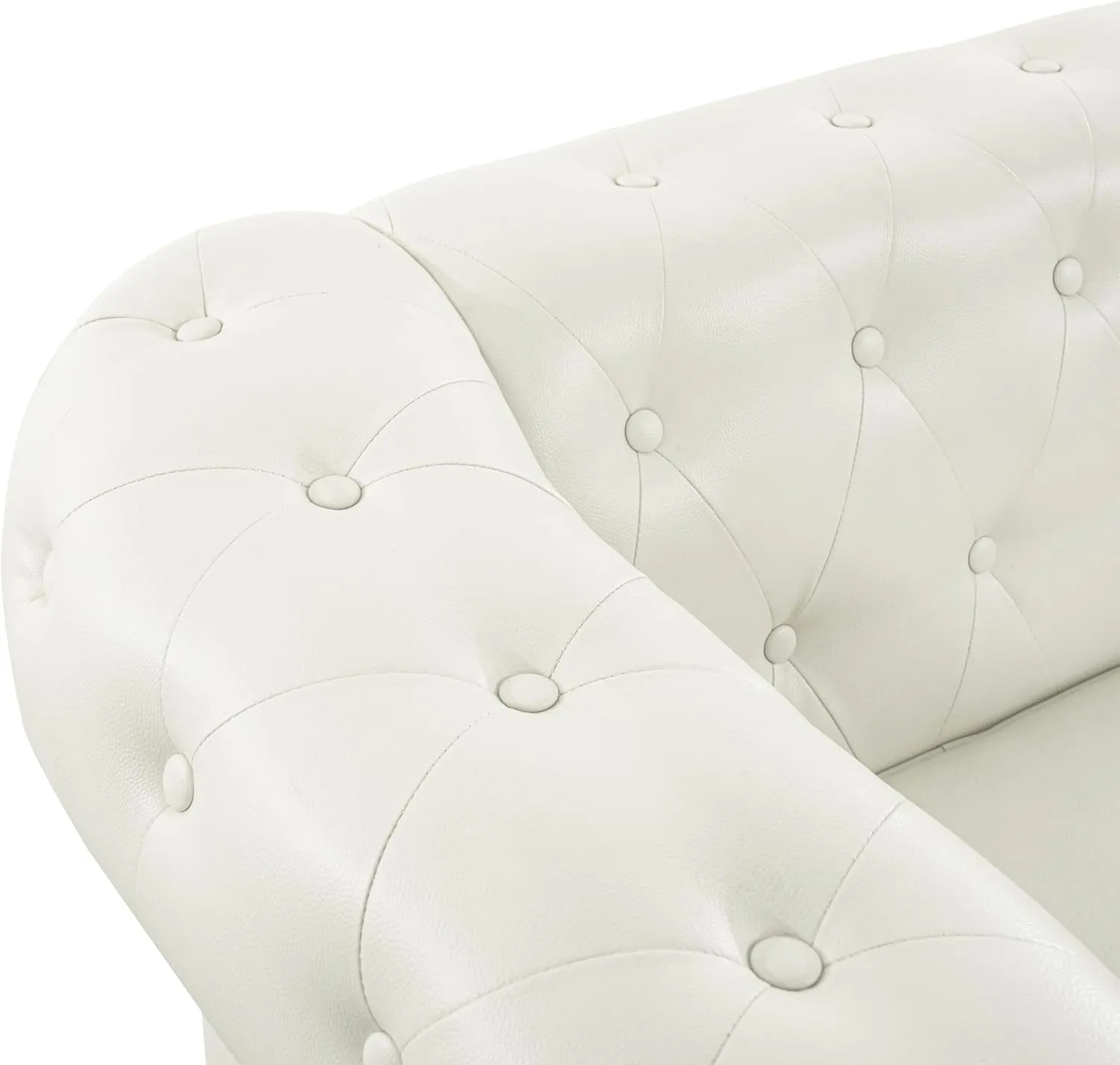 Naomi Home Chesterfield Sofa Set Accent Chair Living Room Chair Juegos Modern Leather Couch for Bedroom Chesterfield Tufted Leather Loveseat Accent for Living Room Furniture Set - Off White
