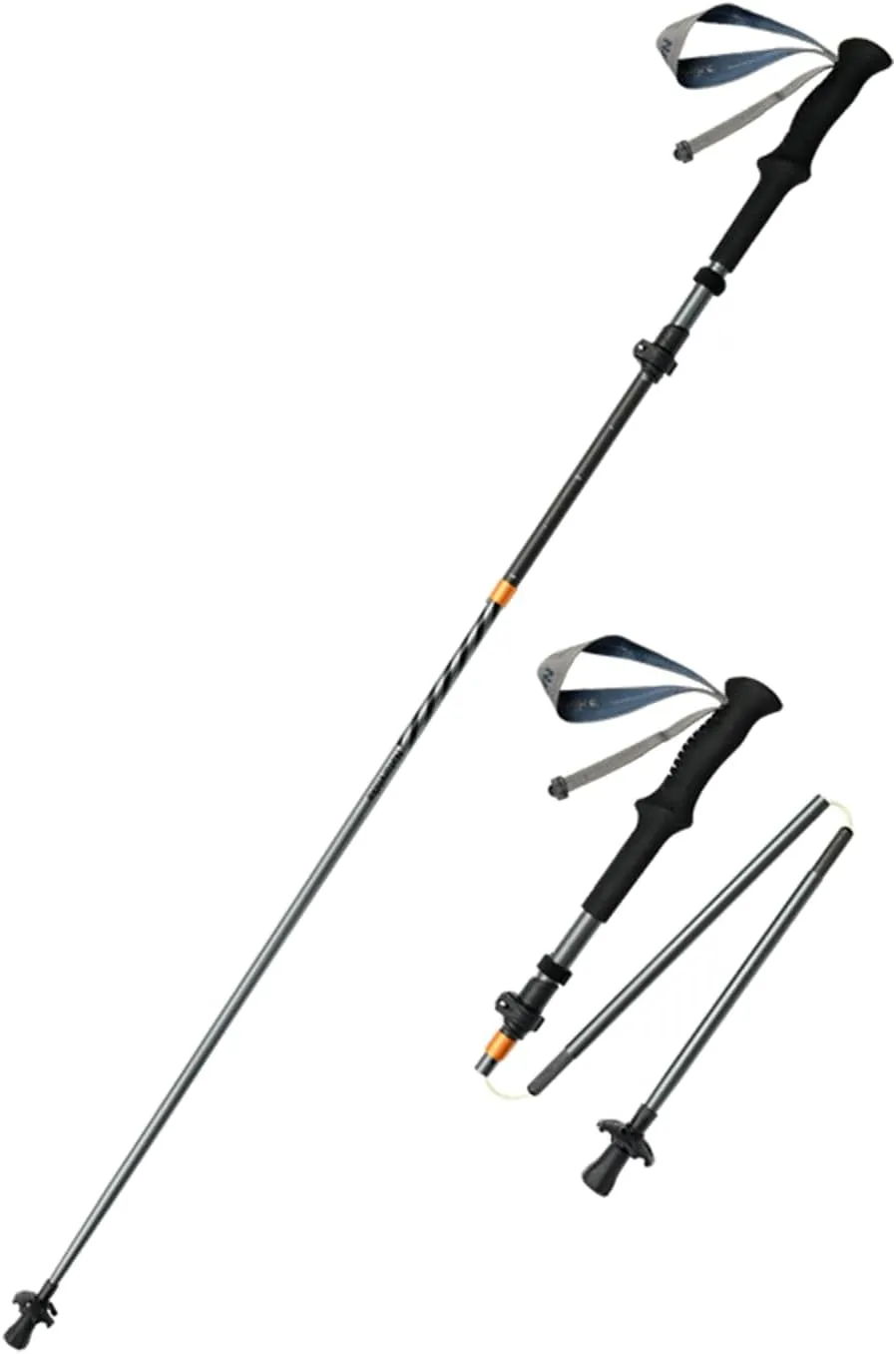 Naturehike Trekking Poles for Hiking Lightweight only 6.67oz 5-Section Folding Telescopic 13.78in Storage Size 3k Carbon Fiber 7075 Aluminum EVA Extended Handle High Load-Bearing Outer Lock