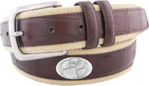 NCAA Clemson Tigers Croc Leather Webbing Concho Belt