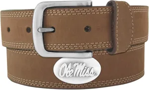 NCAA Mississippi Old Miss Rebels Light Crazy Horse Leather Concho Belt