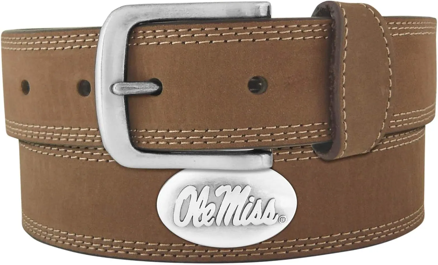NCAA Mississippi Old Miss Rebels Light Crazy Horse Leather Concho Belt
