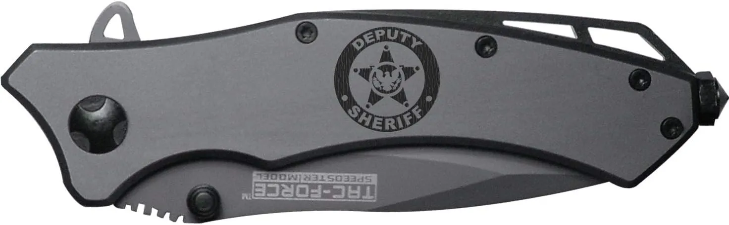 NDZ Performance Sheriff Badge Eagle Engraved TAC-Force TF-820GY Speedster Model Folding Pocket Knife