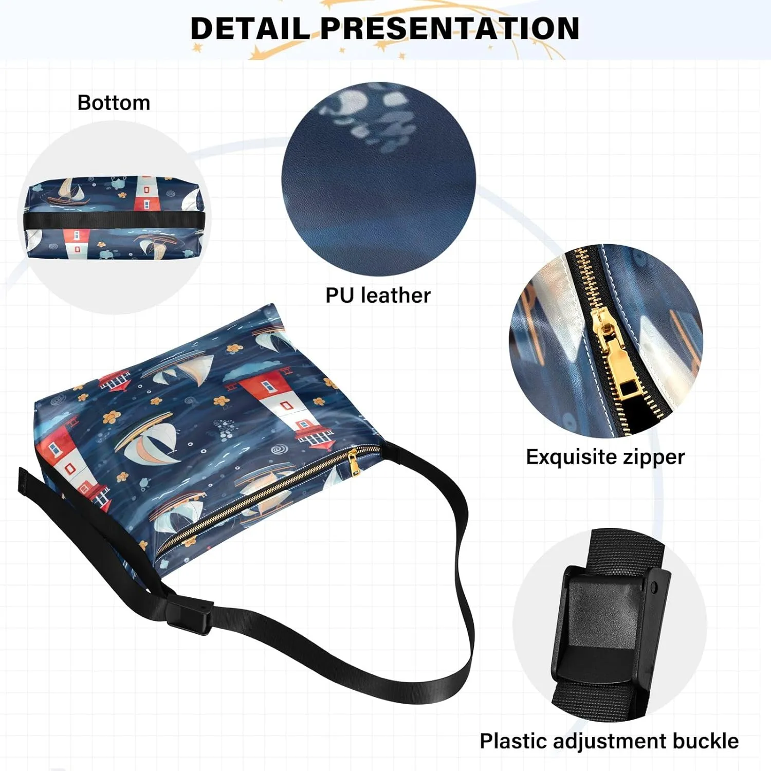 Nebula and Stars Lightweight Shoulder Hobo Bag, Leather Crossbody Bag, Mens Leather Crossbody Bag