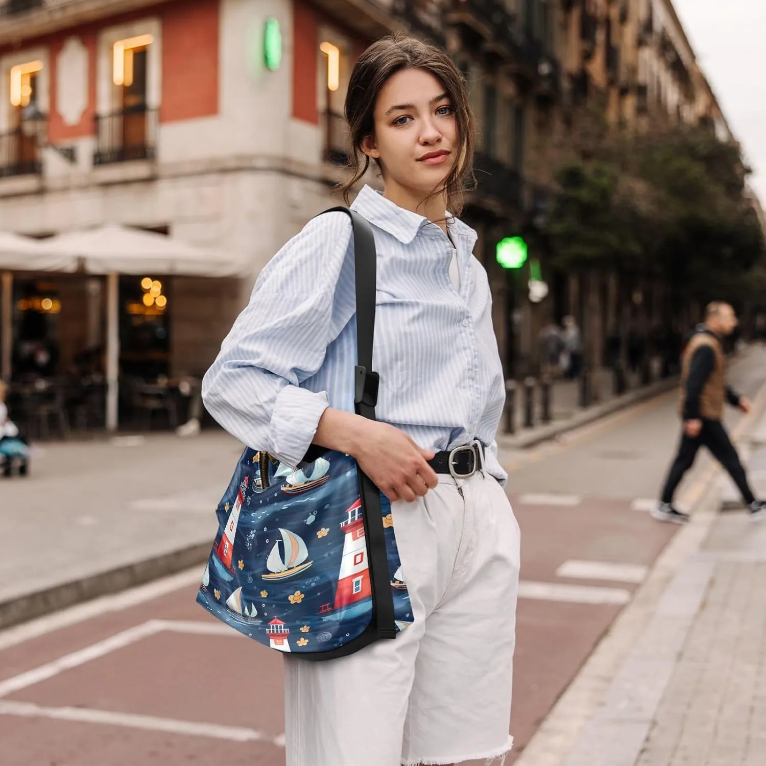 Nebula and Stars Lightweight Shoulder Hobo Bag, Leather Crossbody Bag, Mens Leather Crossbody Bag