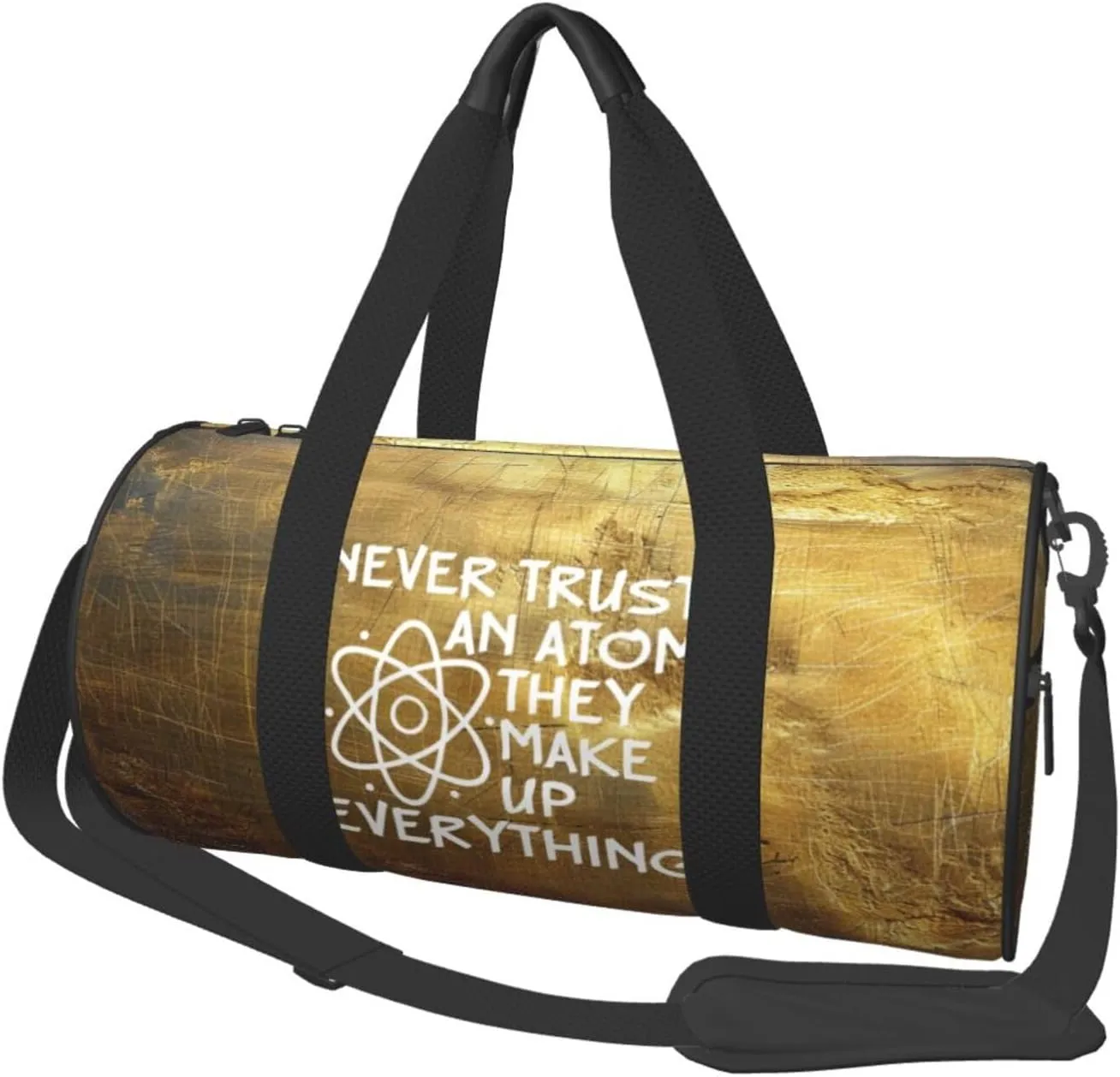 Never Trust An Atom They Make Up Everything Duffel Bag Gym Bag Travel Sports Tote Large Foldable Beach Swim Yoga7