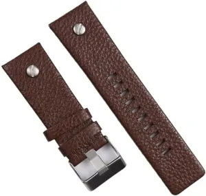 New 22 24 26 28mm Rivet Lychee Texture Genuine Leather Watchband for Diesel Black Brown Watch Strap Wrist Bracelet Pin Buckle