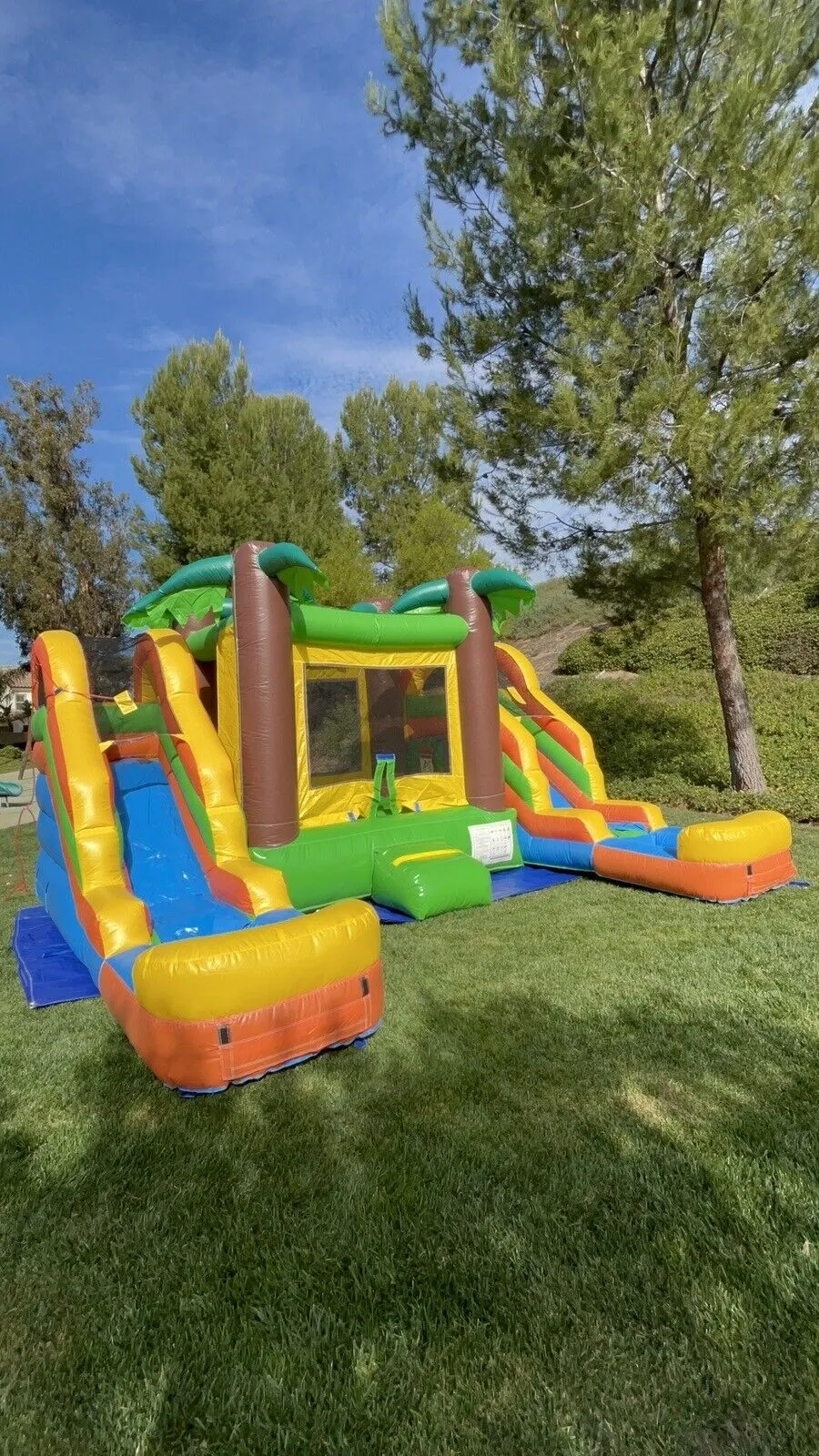 NEW! DUAL LANE TROPICAL DE LUXE INFLATABLE COMBO BOUNCE W/ POOL 100% PVC .