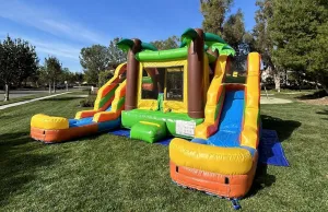 NEW! DUAL LANE TROPICAL DE LUXE INFLATABLE COMBO BOUNCE W/ POOL 100% PVC .