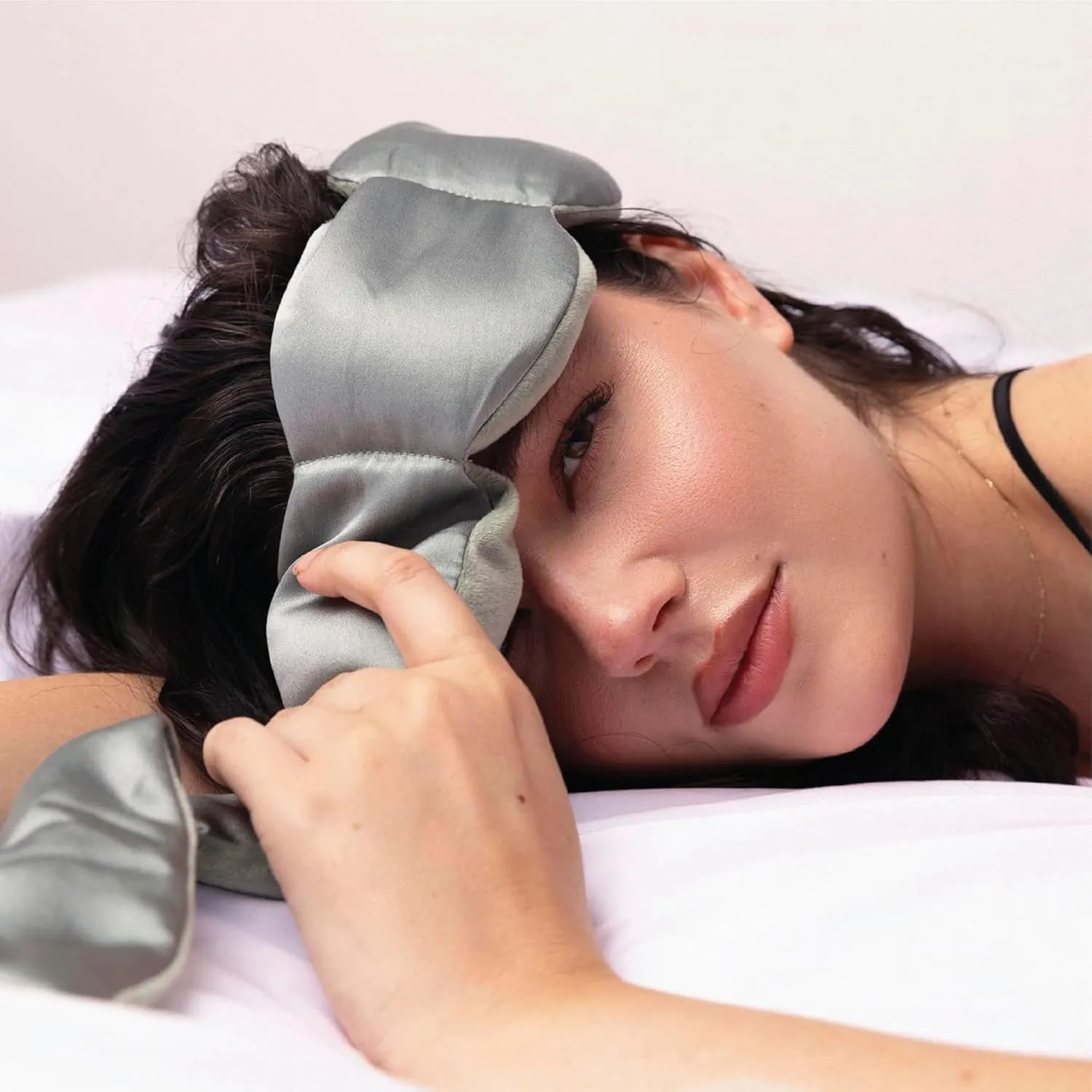 Nodpod Gentle Pressure Silk Sleep Mask | Patented Light Blocking Design for Sleeping, Travel & Relaxation | Bead Filled, Machine Washable (Willow)