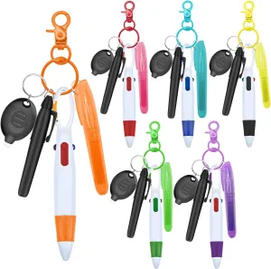 Nurse Pen Set, 6-Pack Nursing Essentials with Ballpoint Pens, Highlighters, Permanent Markers, LED Keychain Flashlights, and Badge Reel Clips