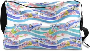 Ocean Sea Whale Flower Small Gym Bag for Men Women Workout Sport Duffle Bag Waterproof Weekender Overnight Bag Lightweight Carry on Tote Bag Crossbody Shoulder Travel Bag for Swim Yoge Dance