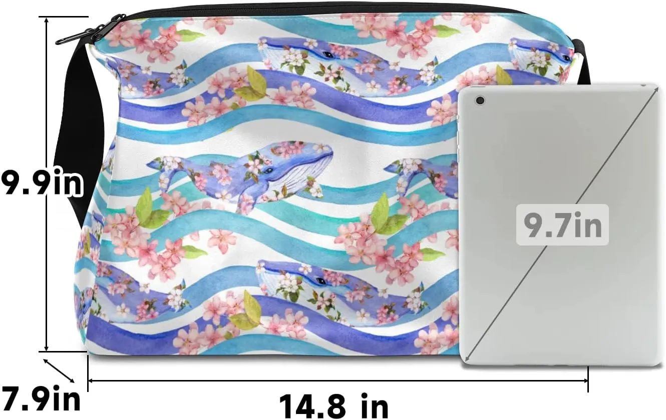 Ocean Sea Whale Flower Small Gym Bag for Men Women Workout Sport Duffle Bag Waterproof Weekender Overnight Bag Lightweight Carry on Tote Bag Crossbody Shoulder Travel Bag for Swim Yoge Dance