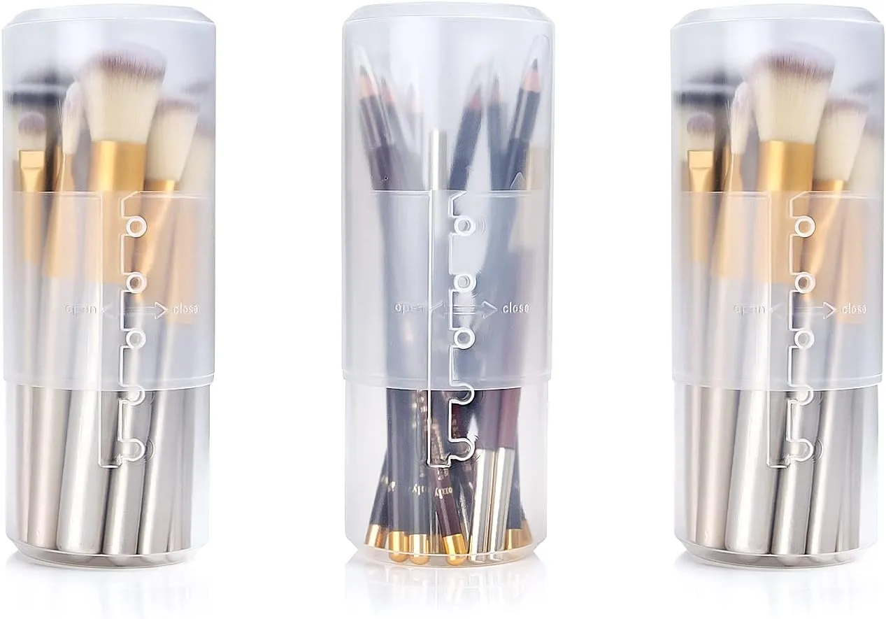 OCHEAL Makeup Brush Holders, 3 Pack of Makeup Brush Organizer Travel Case Retractable Plastic Travel Makeup Brush Holder For Vanity Makeup Artist Brushes Storage Cup