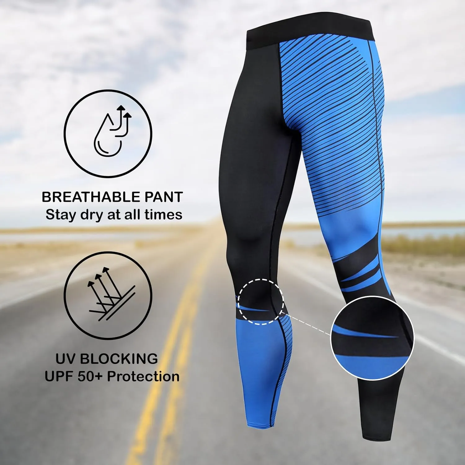 OEBLD Compression Pants Men UV Blocking Running Tights 1 or 2 Pack Gym Yoga Leggings for Athletic Workout