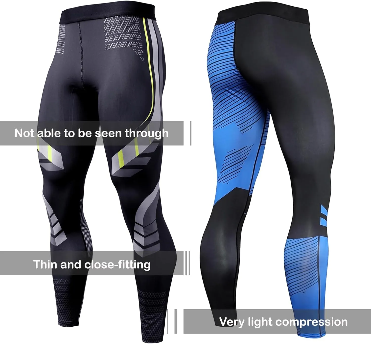 OEBLD Compression Pants Men UV Blocking Running Tights 1 or 2 Pack Gym Yoga Leggings for Athletic Workout