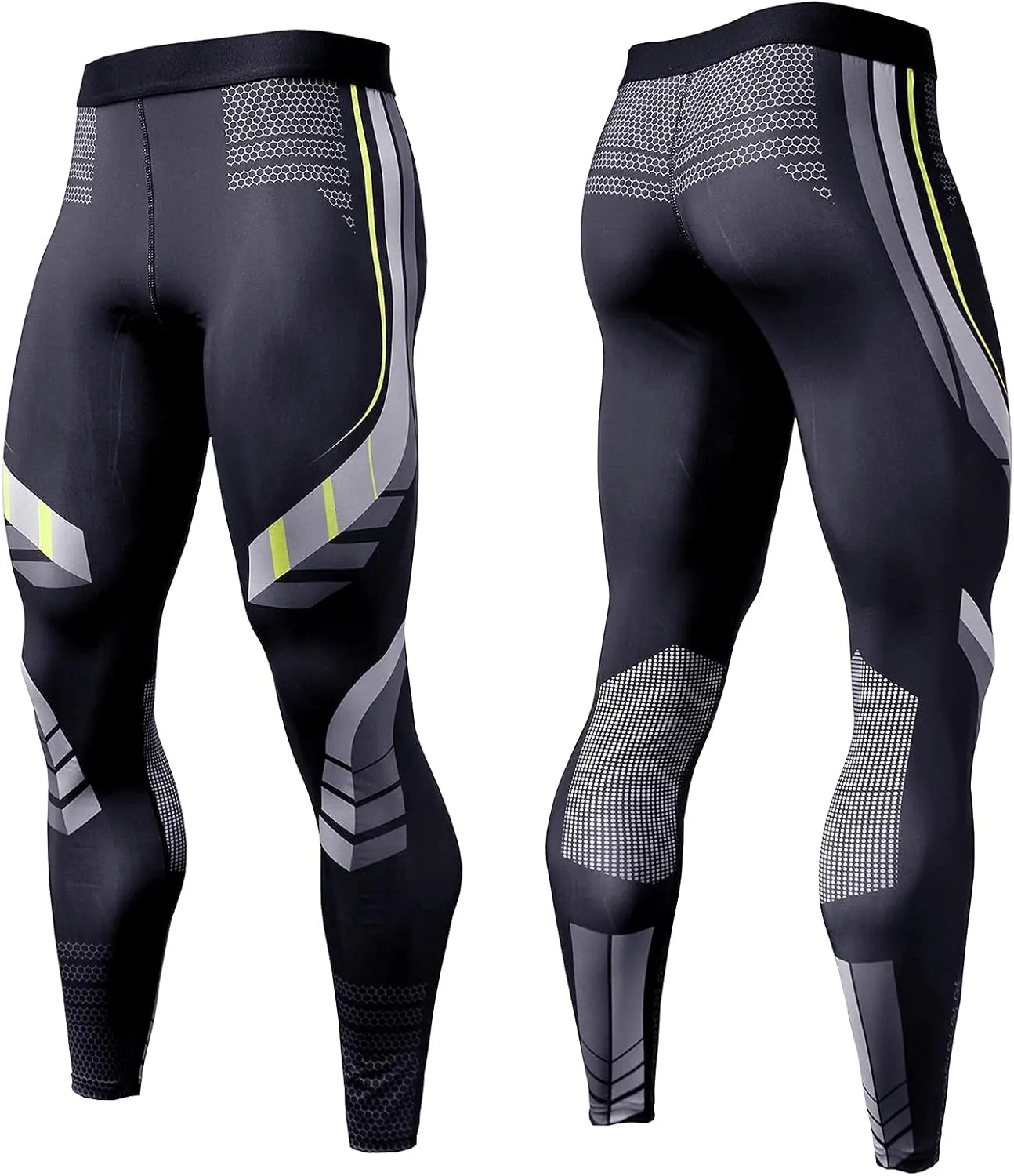 OEBLD Compression Pants Men UV Blocking Running Tights 1 or 2 Pack Gym Yoga Leggings for Athletic Workout