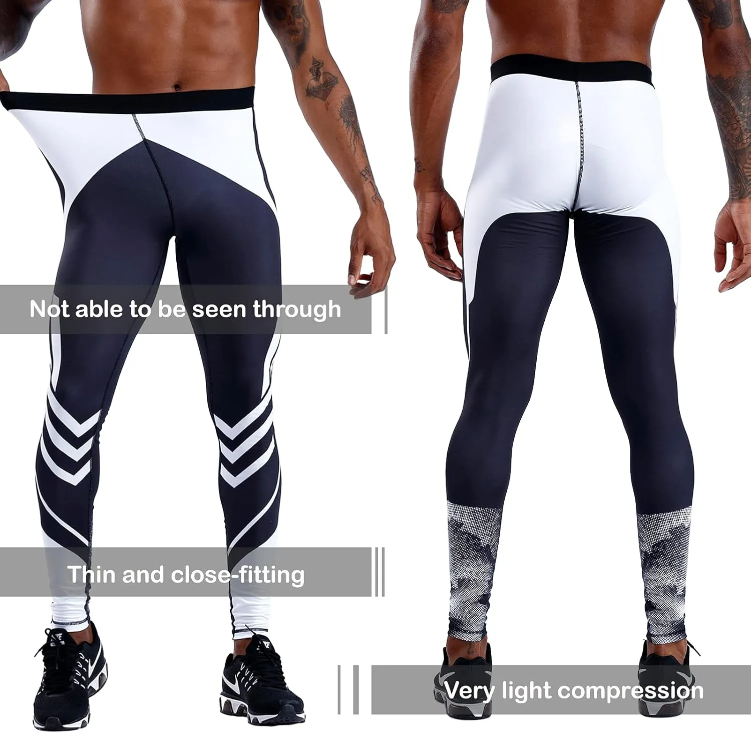 OEBLD Compression Pants Men UV Blocking Running Tights 1 or 2 Pack Gym Yoga Leggings for Athletic Workout
