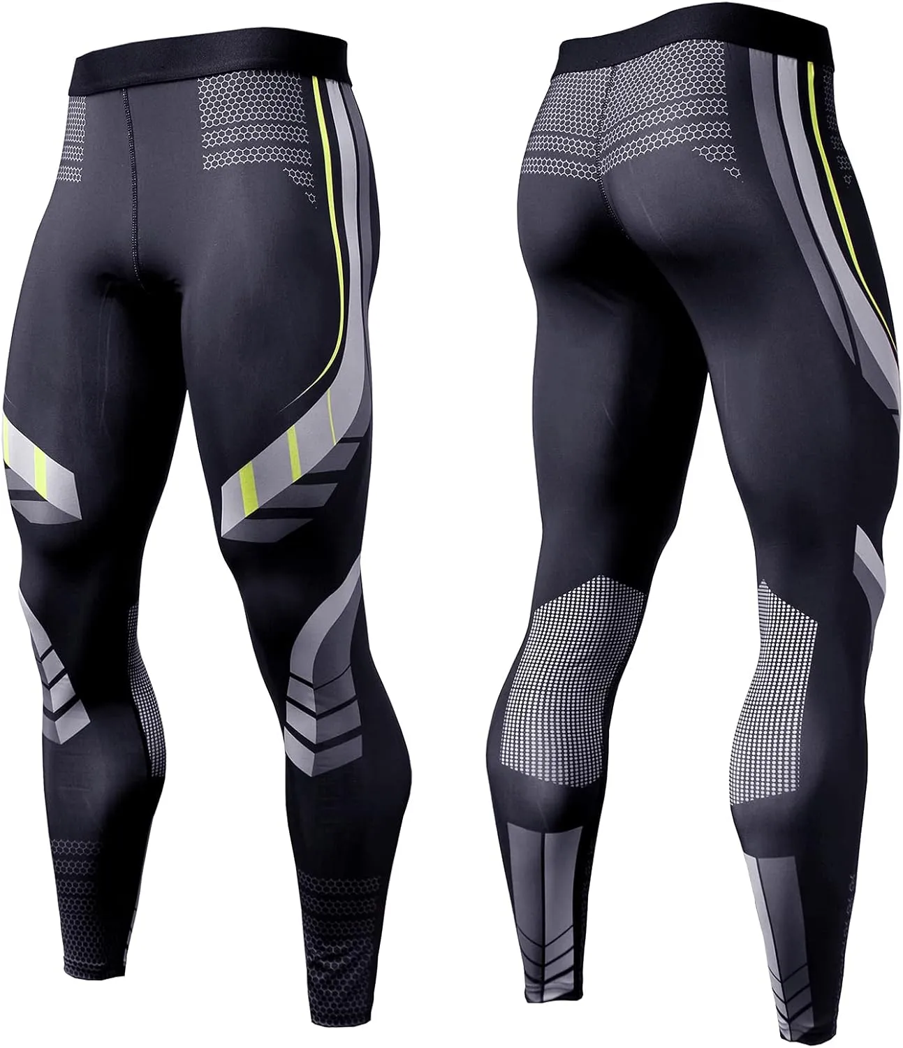 OEBLD Compression Pants Men UV Blocking Running Tights 1 or 2 Pack Gym Yoga Leggings for Athletic Workout