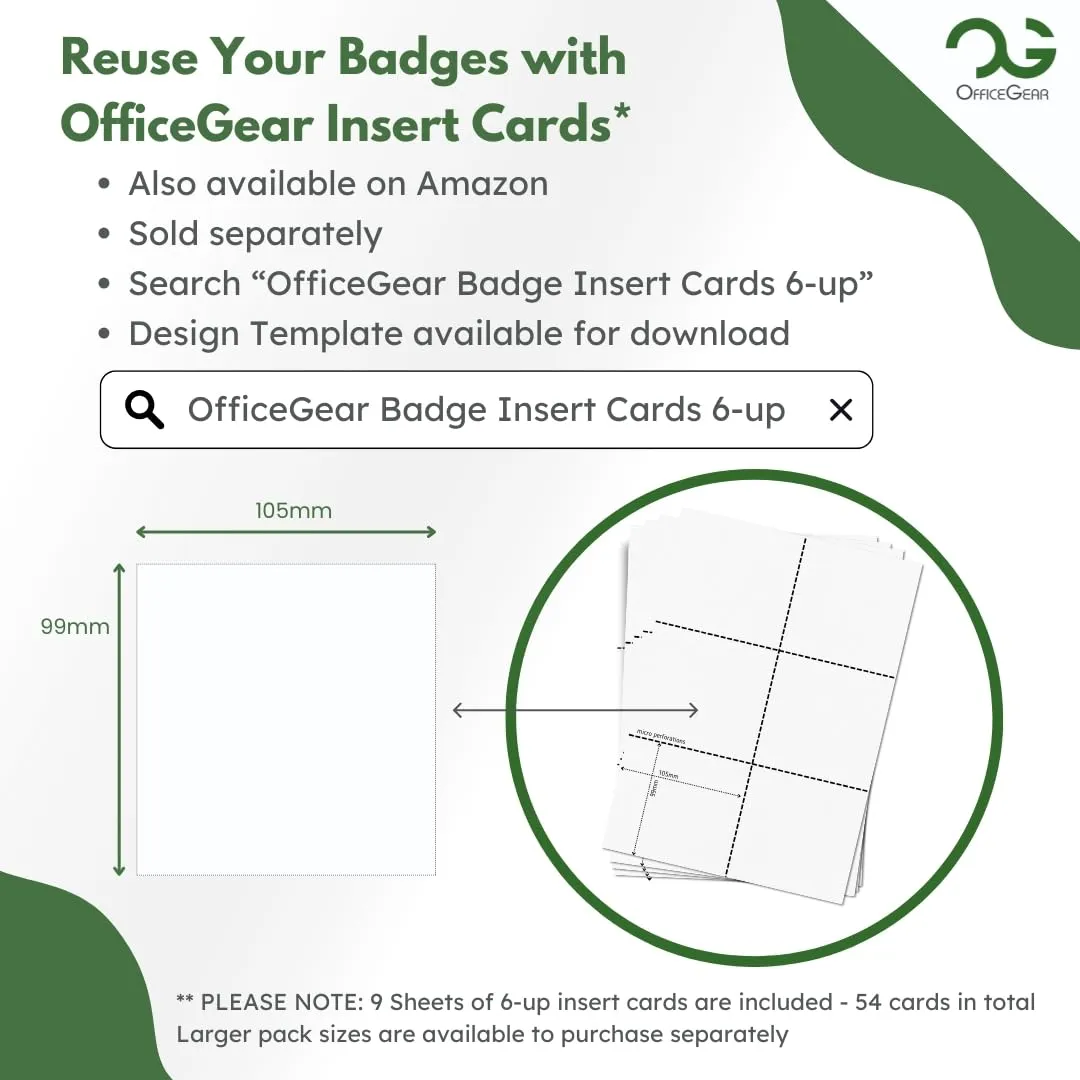 OfficeGear Event Badge Holder [50 Pack] Vertical Hanging Size A6 (4x6 inch 105x150mm) Plus Lanyards and Printable Inserts - Ziplock Closure for ID Cards Passports Delegate Exhibitor Visitor Badges