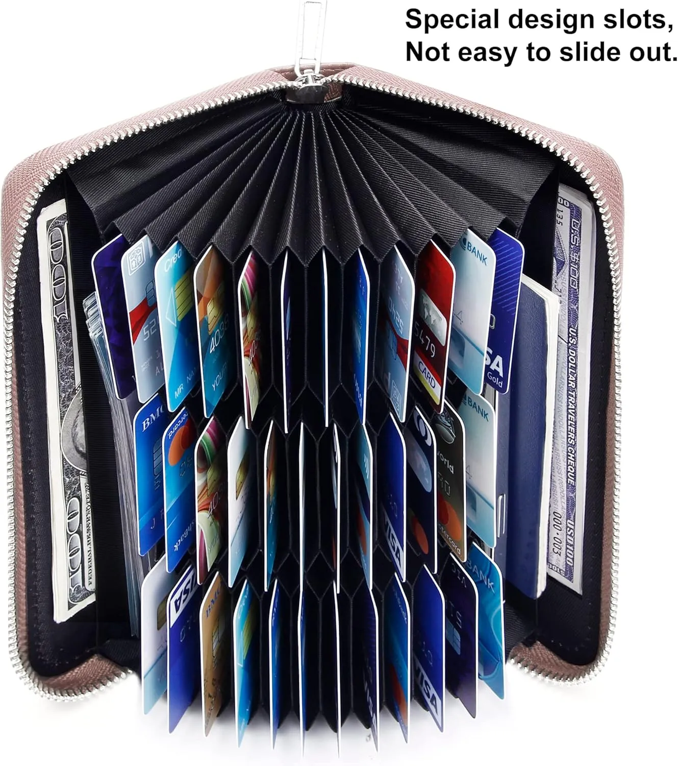 OIDERY Women Large Capacity Credit Card Wallet RFID Blocking with Removable Wristlet