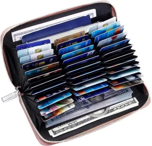 OIDERY Women Large Capacity Credit Card Wallet RFID Blocking with Removable Wristlet