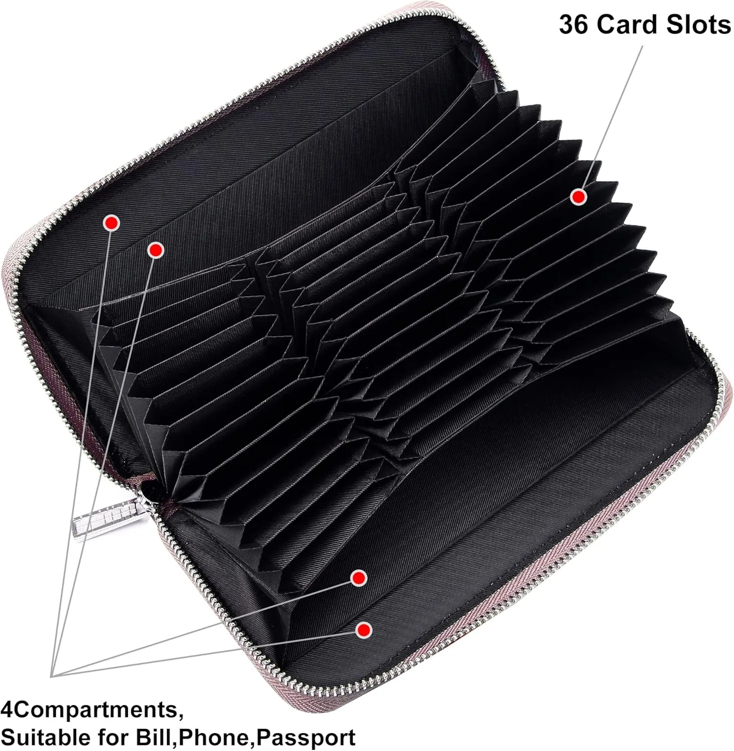 OIDERY Women Large Capacity Credit Card Wallet RFID Blocking with Removable Wristlet