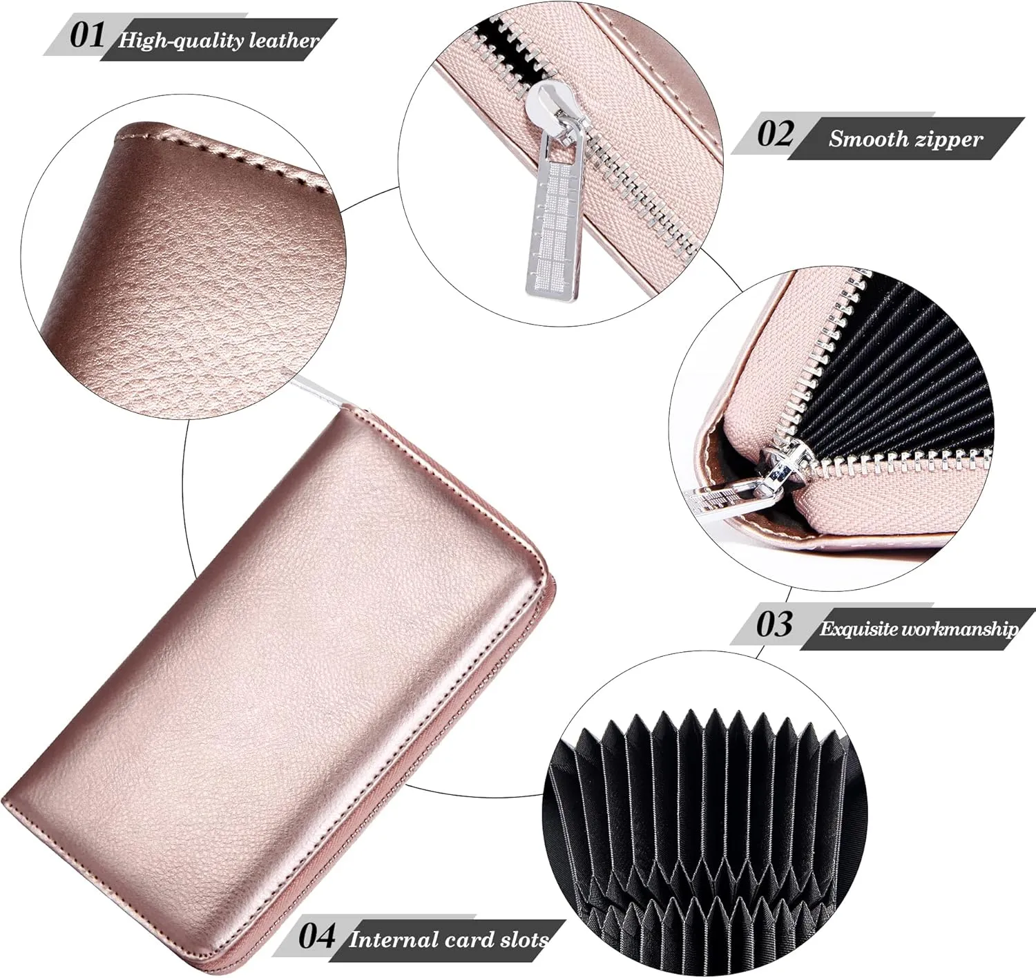 OIDERY Women Large Capacity Credit Card Wallet RFID Blocking with Removable Wristlet