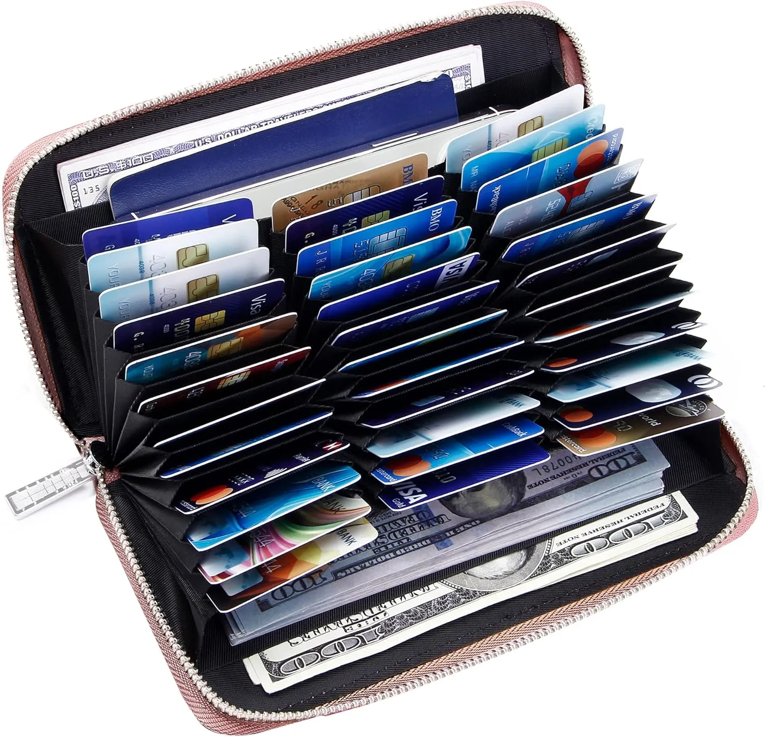 OIDERY Women Large Capacity Credit Card Wallet RFID Blocking with Removable Wristlet