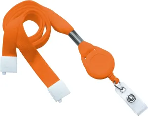 Orange 5/8" Wide Flat Breakaway Lanyard Badge Reel, Clear Vinyl Strap (100/bag)