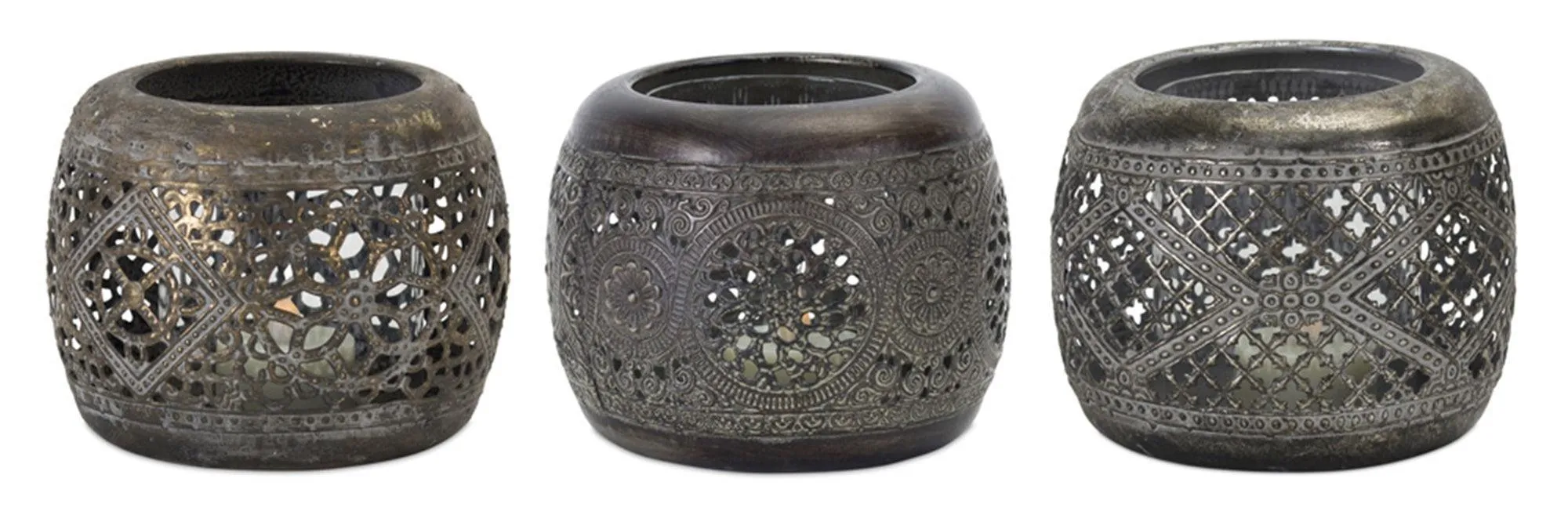 Ornamental Punched Metal Candle Holder (Set of 4)