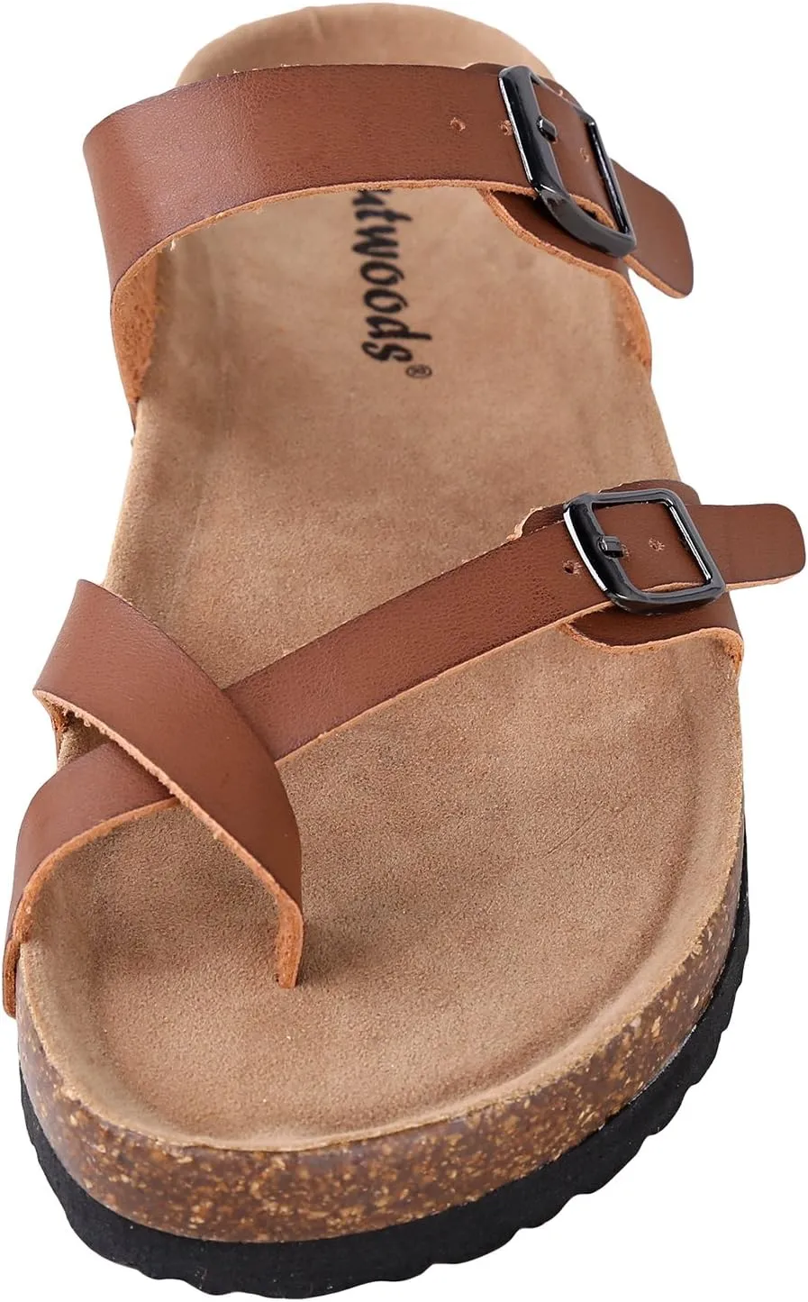 Outwoods Women's Bork-30 Vegan Leather Slide On Toe Loop Sandals