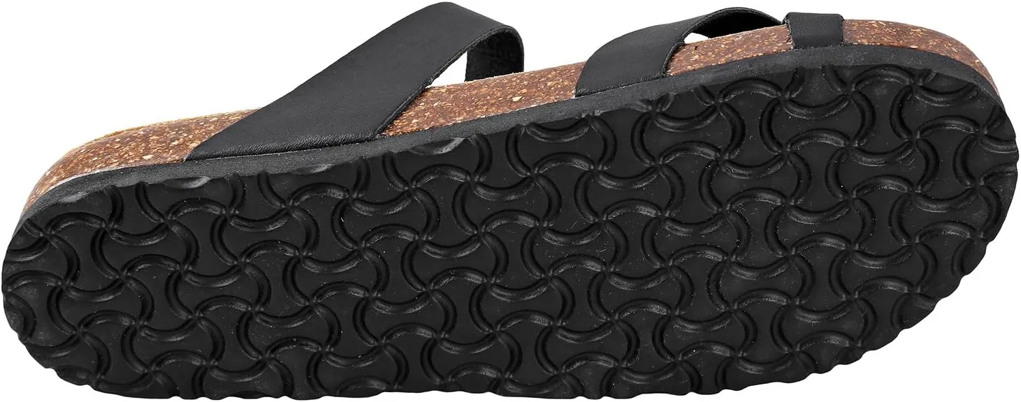 Outwoods Women's Bork-30 Vegan Leather Slide On Toe Loop Sandals