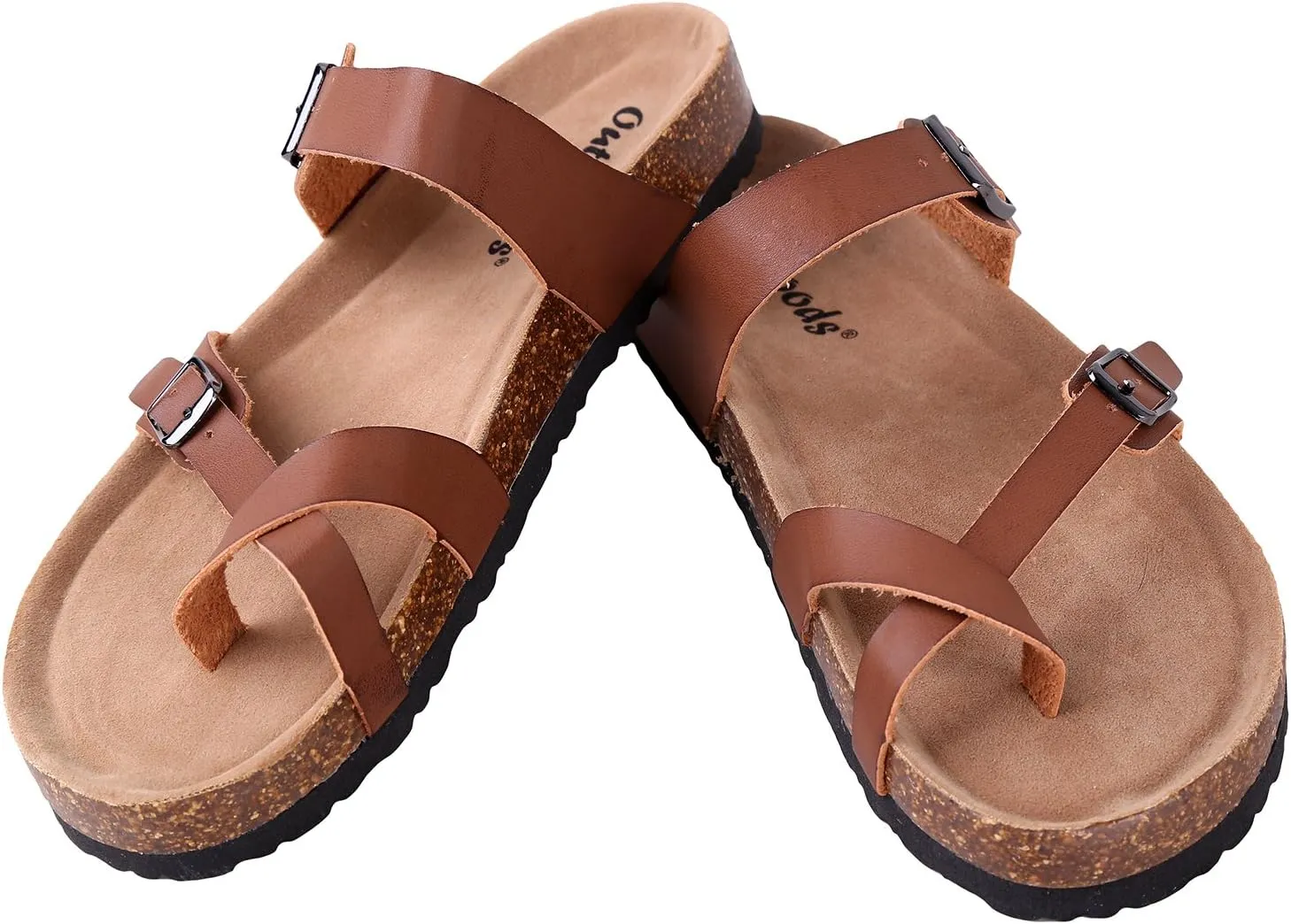 Outwoods Women's Bork-30 Vegan Leather Slide On Toe Loop Sandals