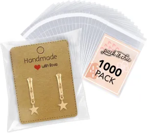 Pack It Chic - 3” X 4” (1000 Pack) Clear Resealable Cello Poly Bags for Jewelry, Cookies, Party Favors - Self Seal