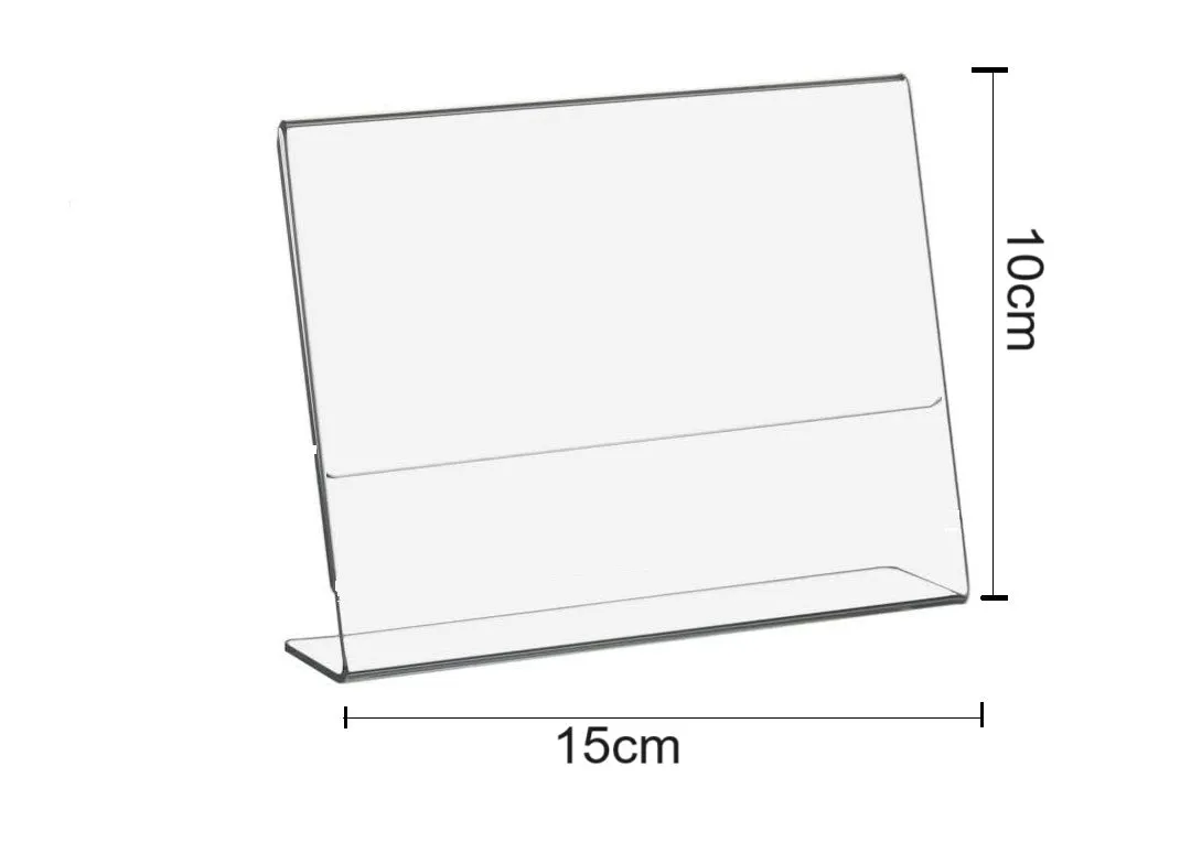Pack of 6 A6 Horizontal Design L-Shape Transparent Acrylic Label Sign Holder