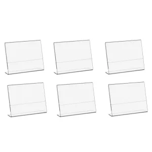 Pack of 6 A6 Horizontal Design L-Shape Transparent Acrylic Label Sign Holder